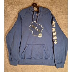 New Era Milwaukee Bucks Hoodie Blue Mens 3XL NBA Basketball Wisconsin Graphic